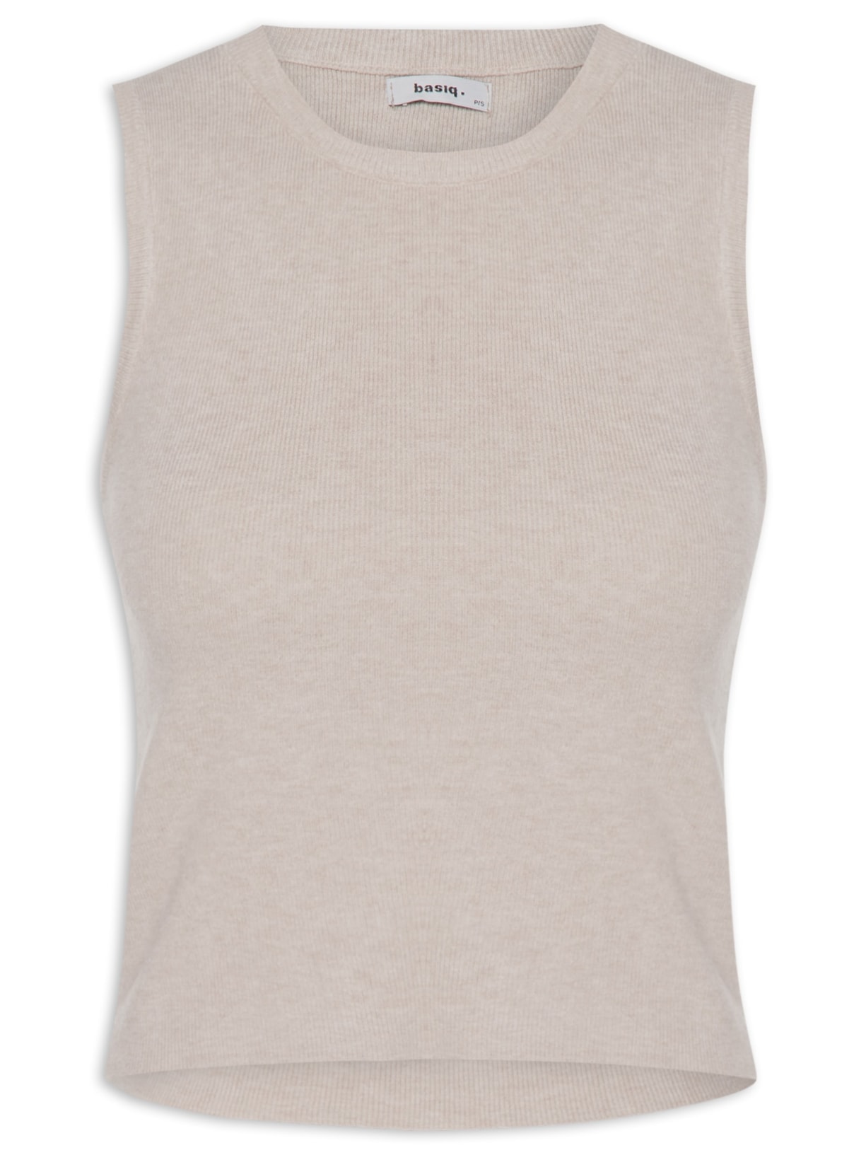 Blusa Feminina Tricot Básica Sem Manga Bege Basiq