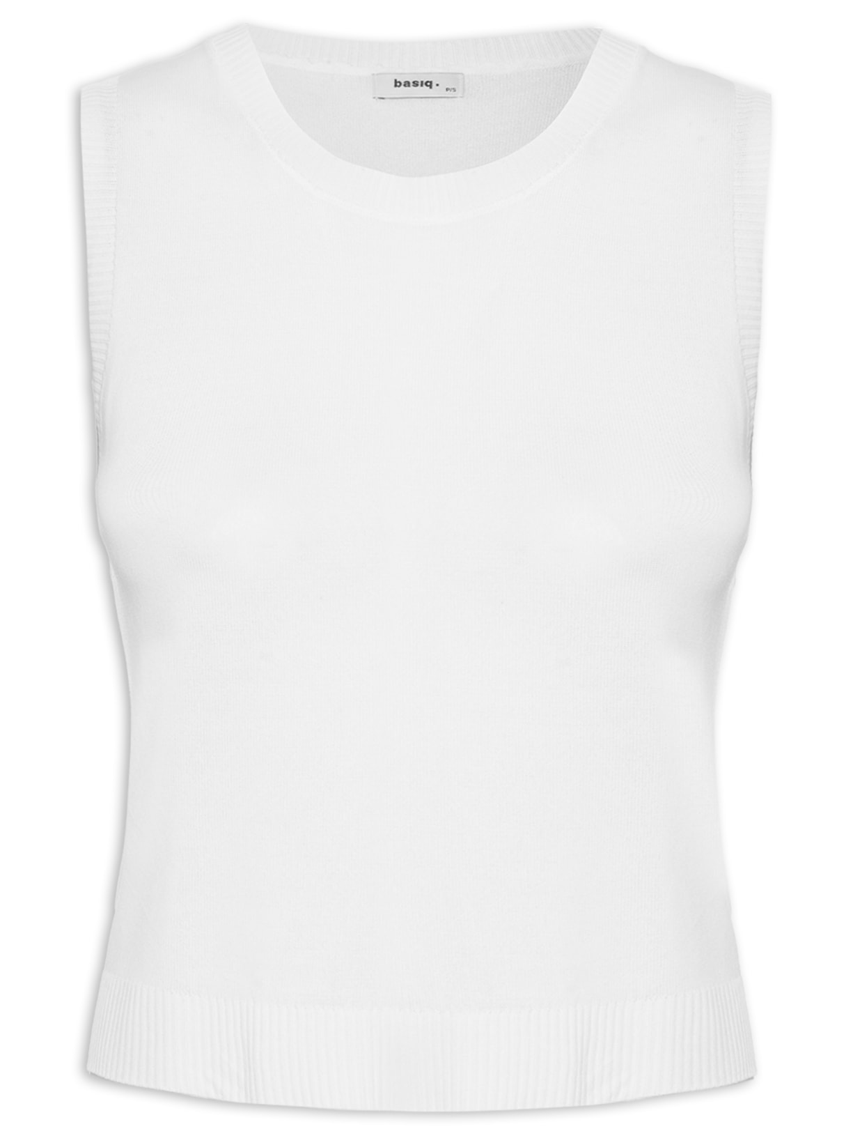 Blusa Feminina Tricot Básica Sem Manga - Branco