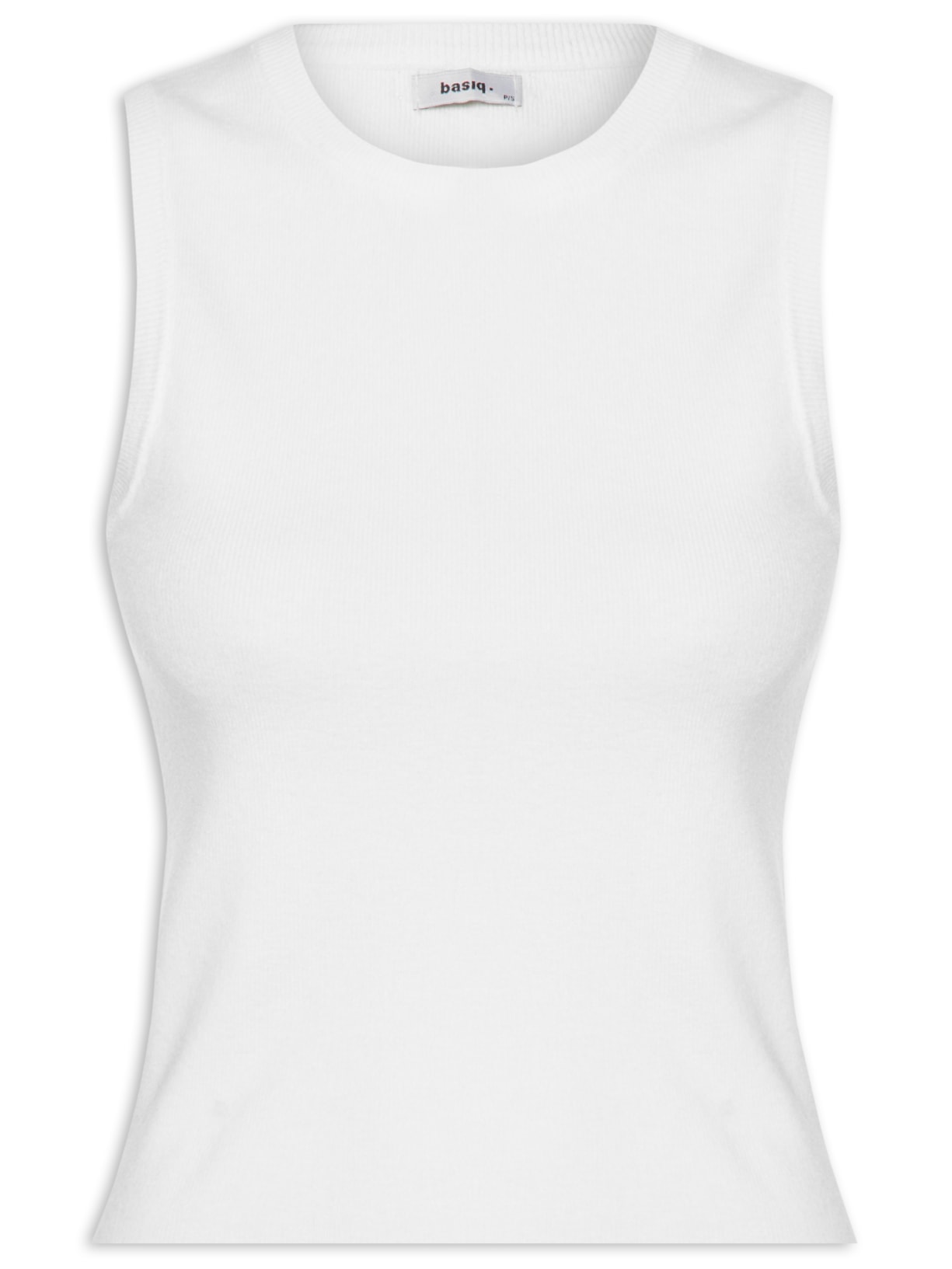 Blusa Feminina Tricot Básica Sem Manga - Branco