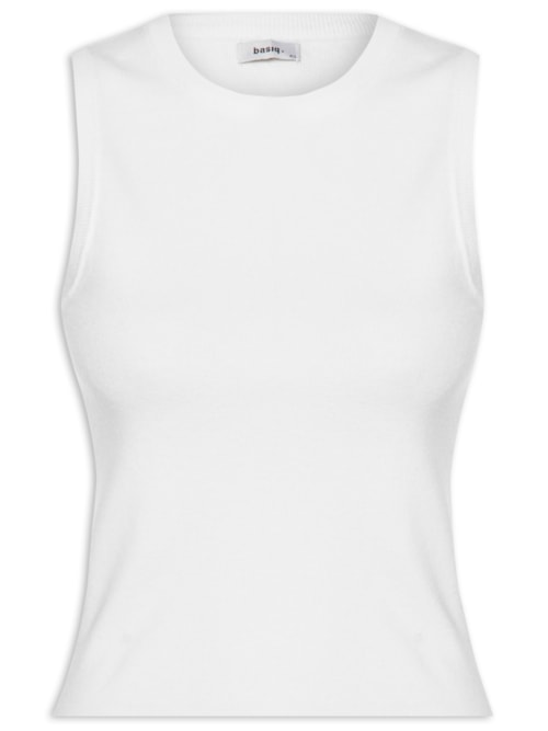 Blusa Feminina Tricot Básica Sem Manga - Branco