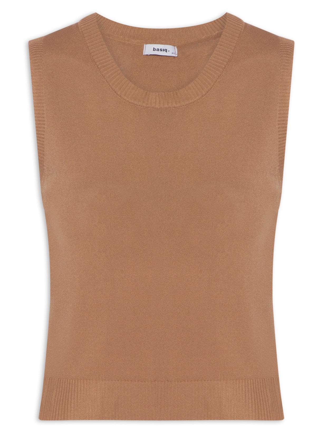 Blusa Feminina Tricot Básica Sem Manga - Marrom