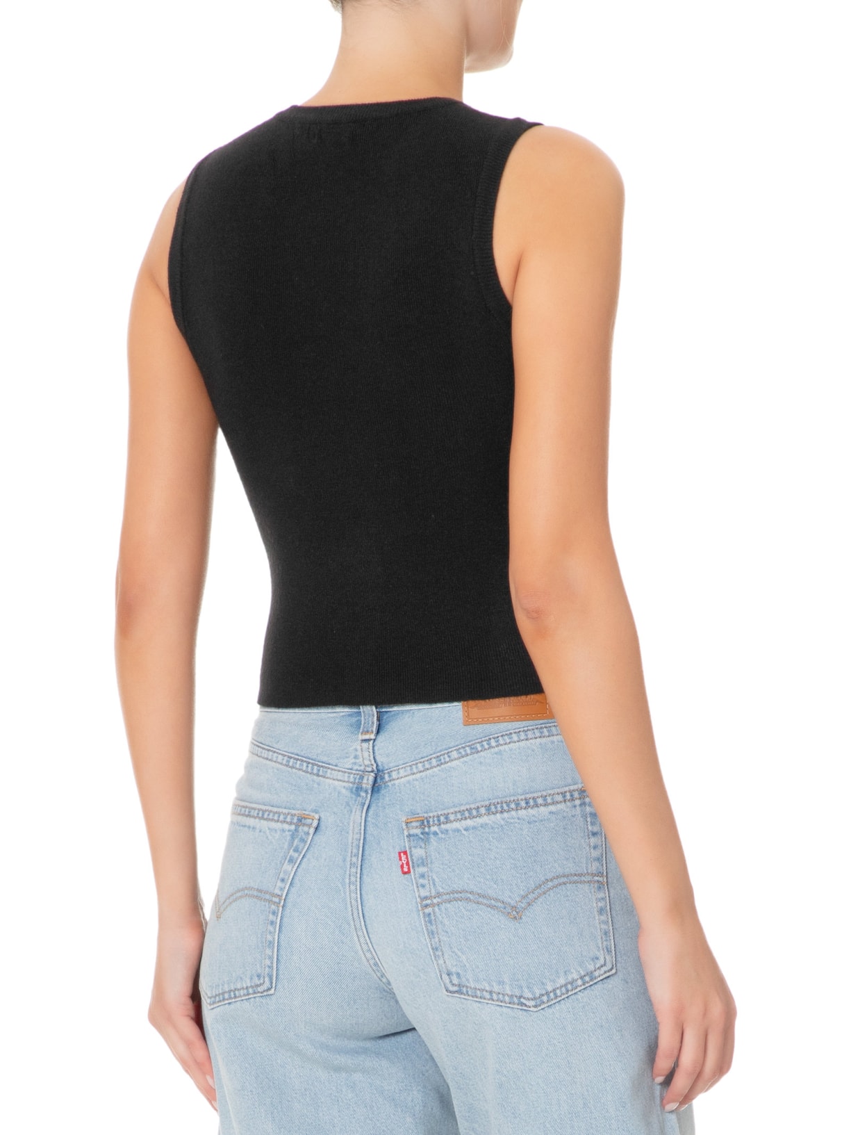 Blusa Feminina Tricot Básica Sem Manga Preto Basiq