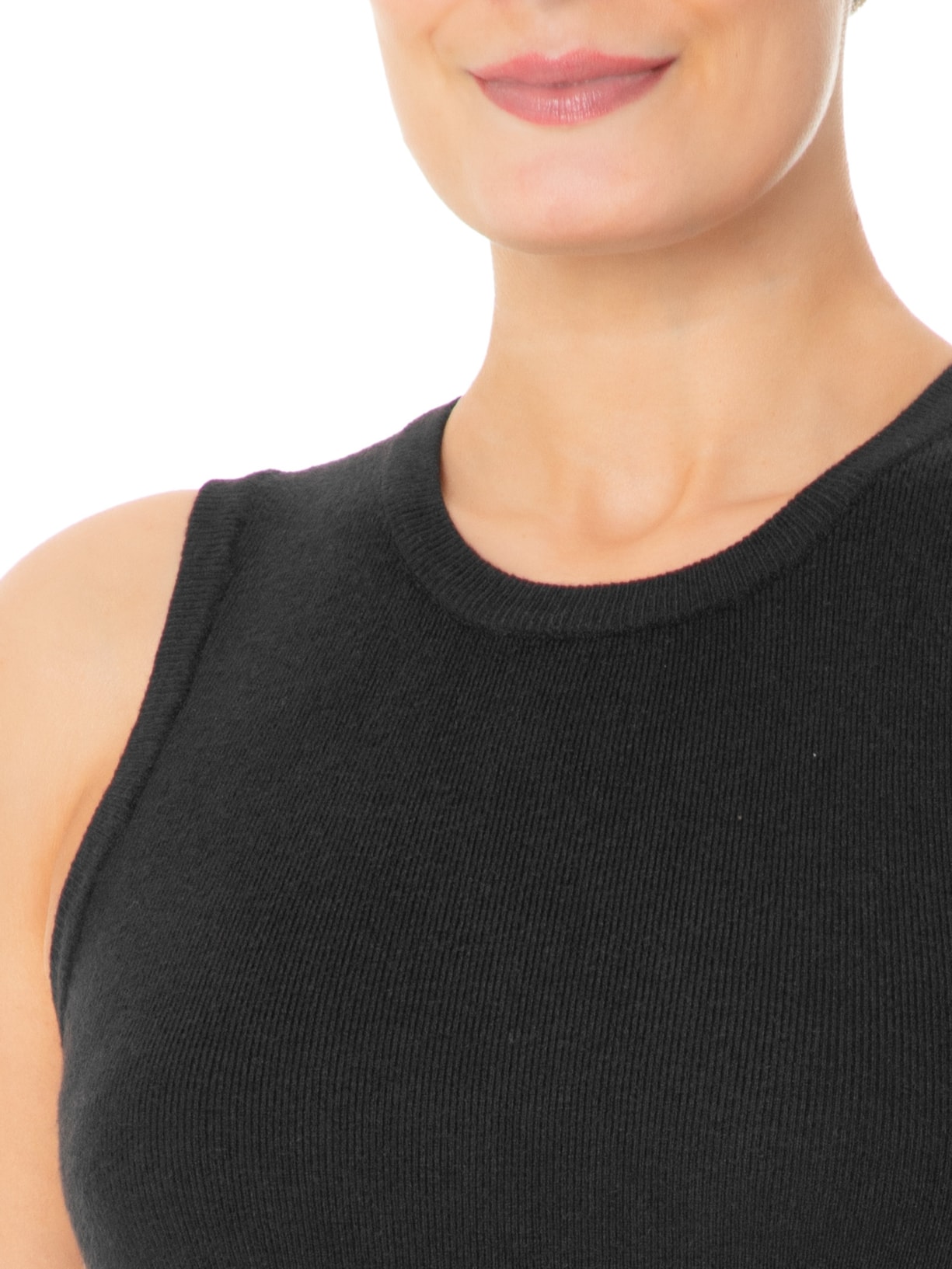 Blusa Feminina Tricot Básica Sem Manga Preto Basiq