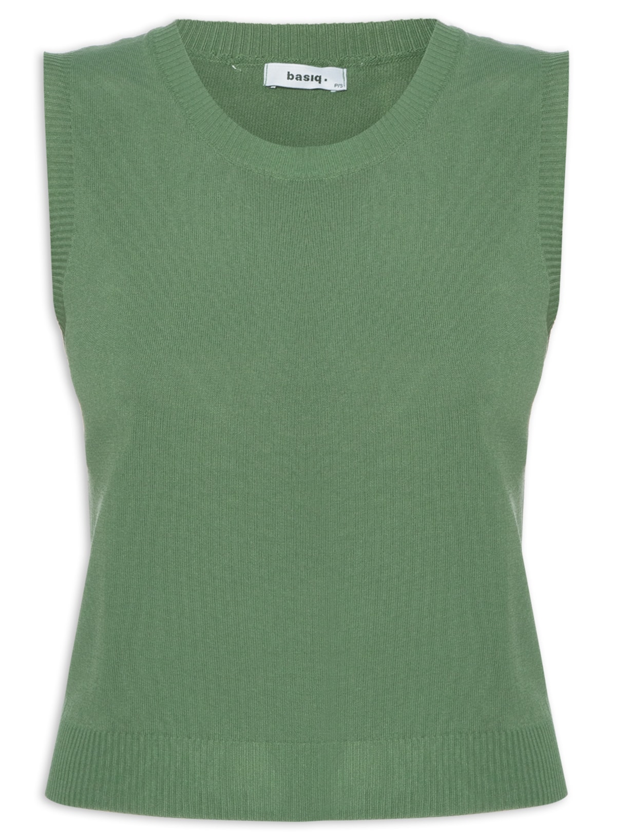 Blusa Feminina Tricot Básica Sem Manga - Verde