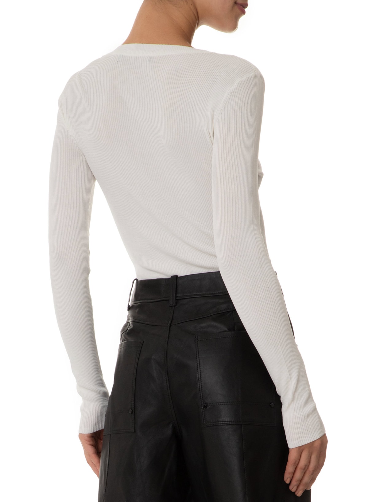 Blusa Feminina Tricot Básico Canelado Off White Animale