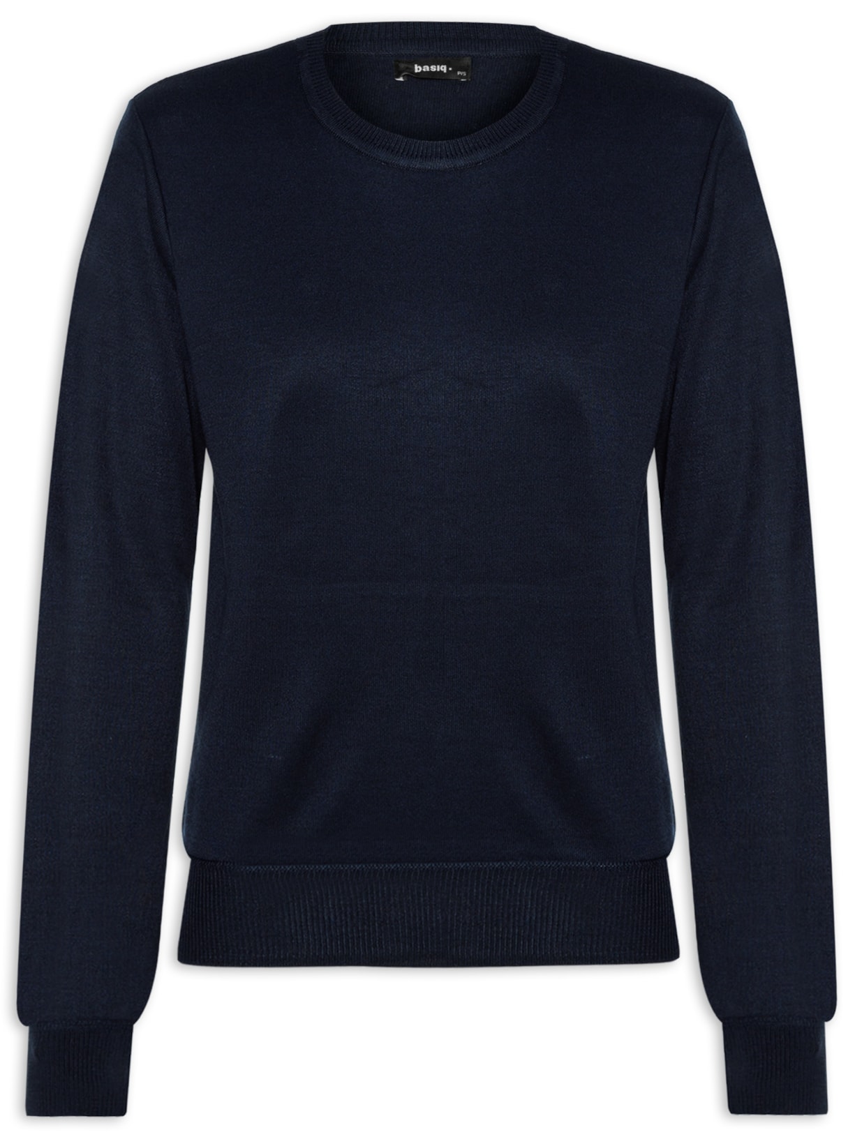 Blusa Feminina Tricot Básico Com Decote Redondo - Azul