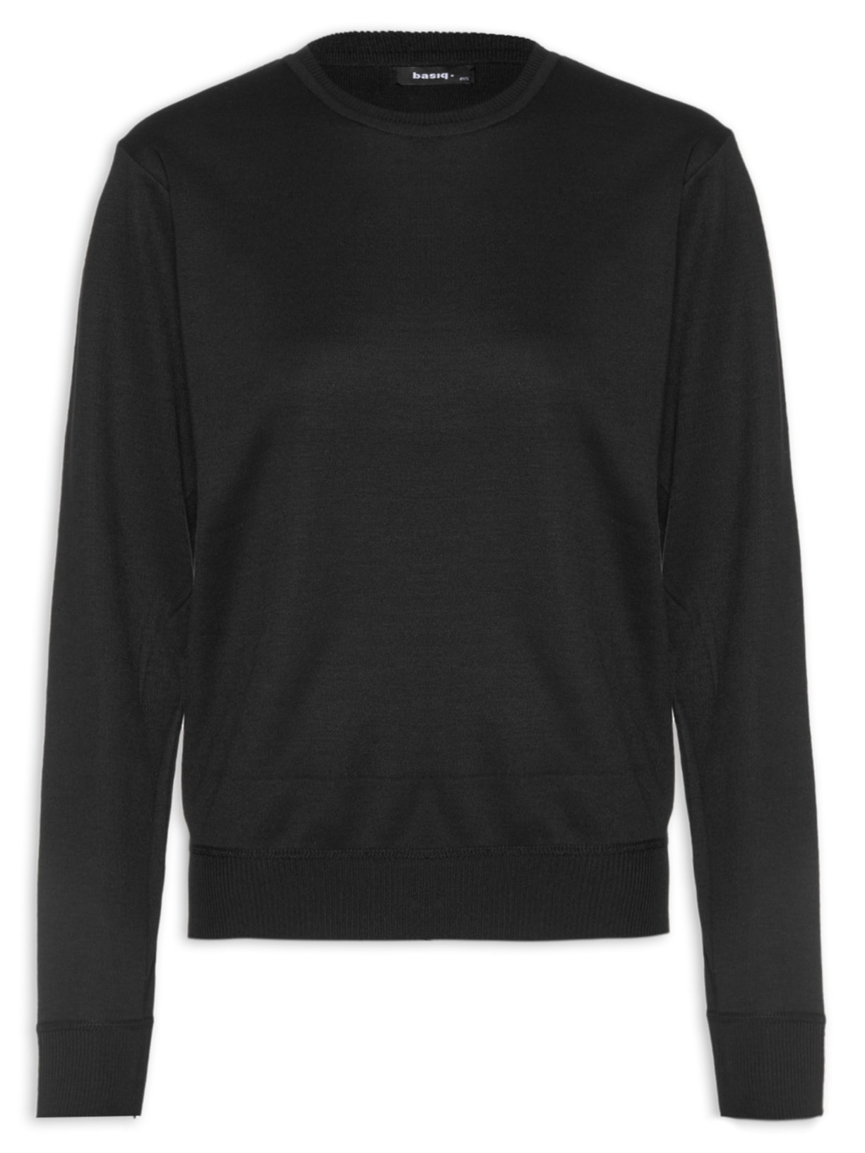 Blusa Feminina Tricot Básico Com Decote Redondo - Preto