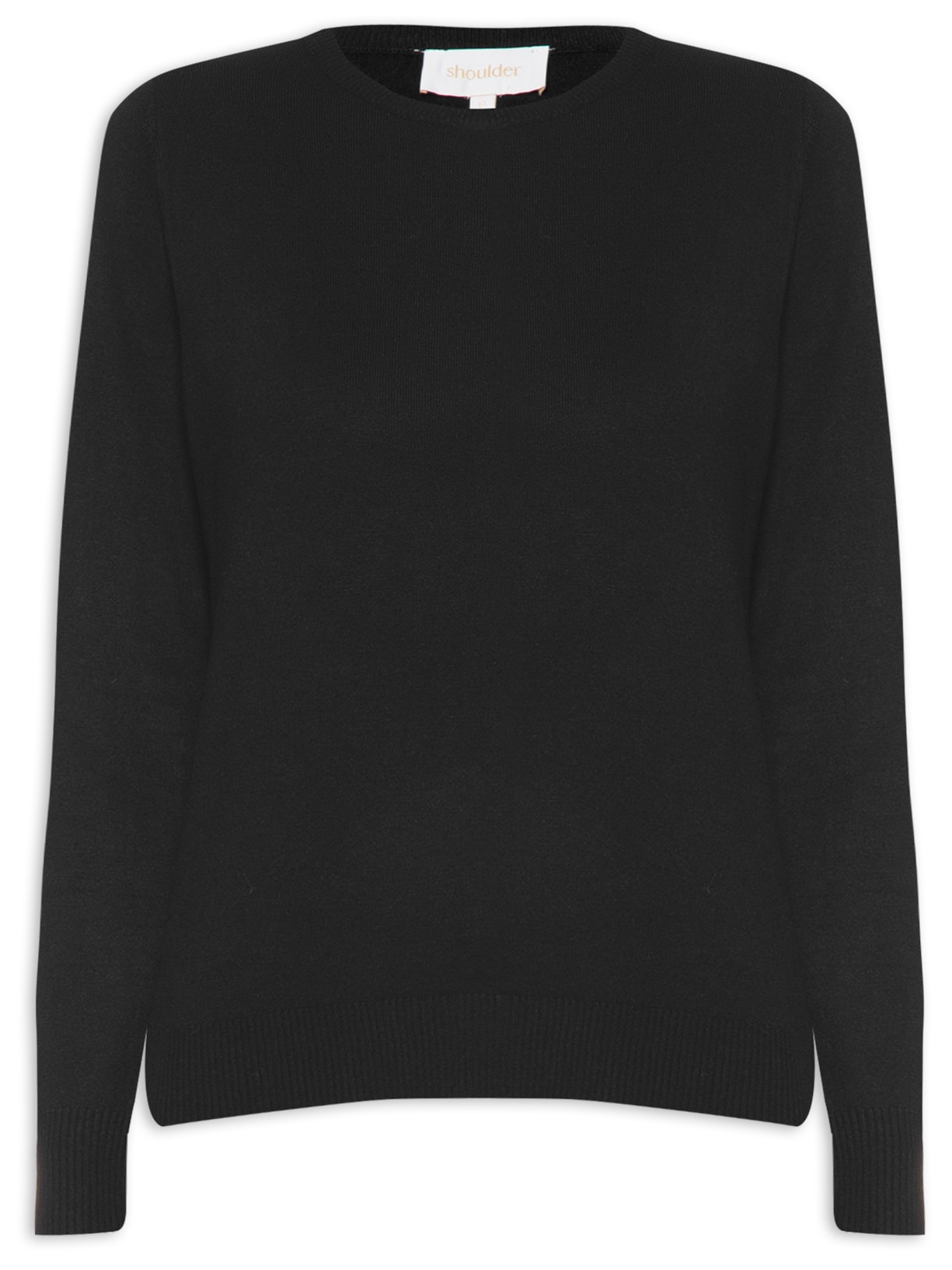 Blusa Feminina Tricot Básico Gola Careca - Preto