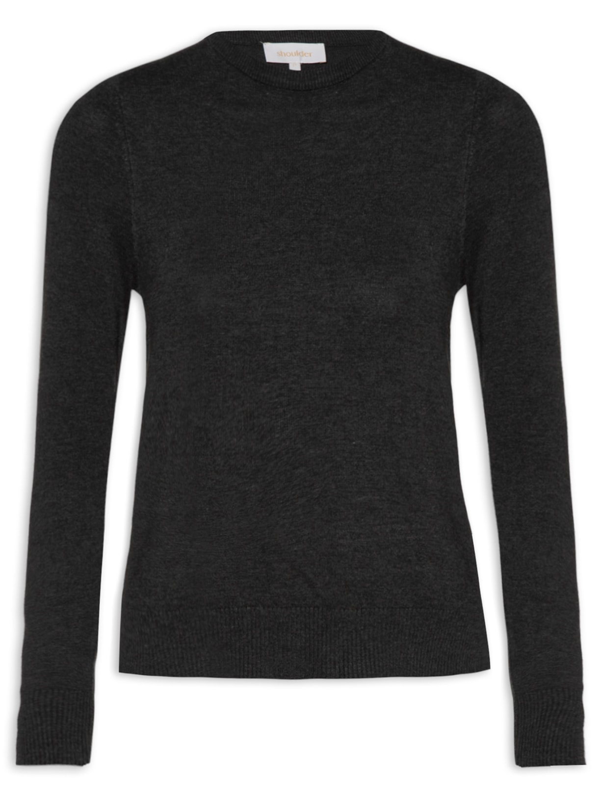 Blusa Feminina Tricot Básico Gola Careca - Preto