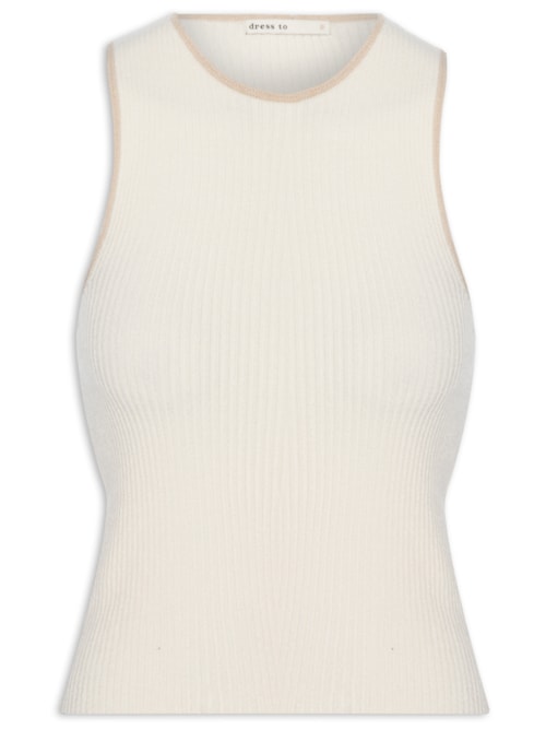 Blusa Feminina Tricot Bicolor - Bege