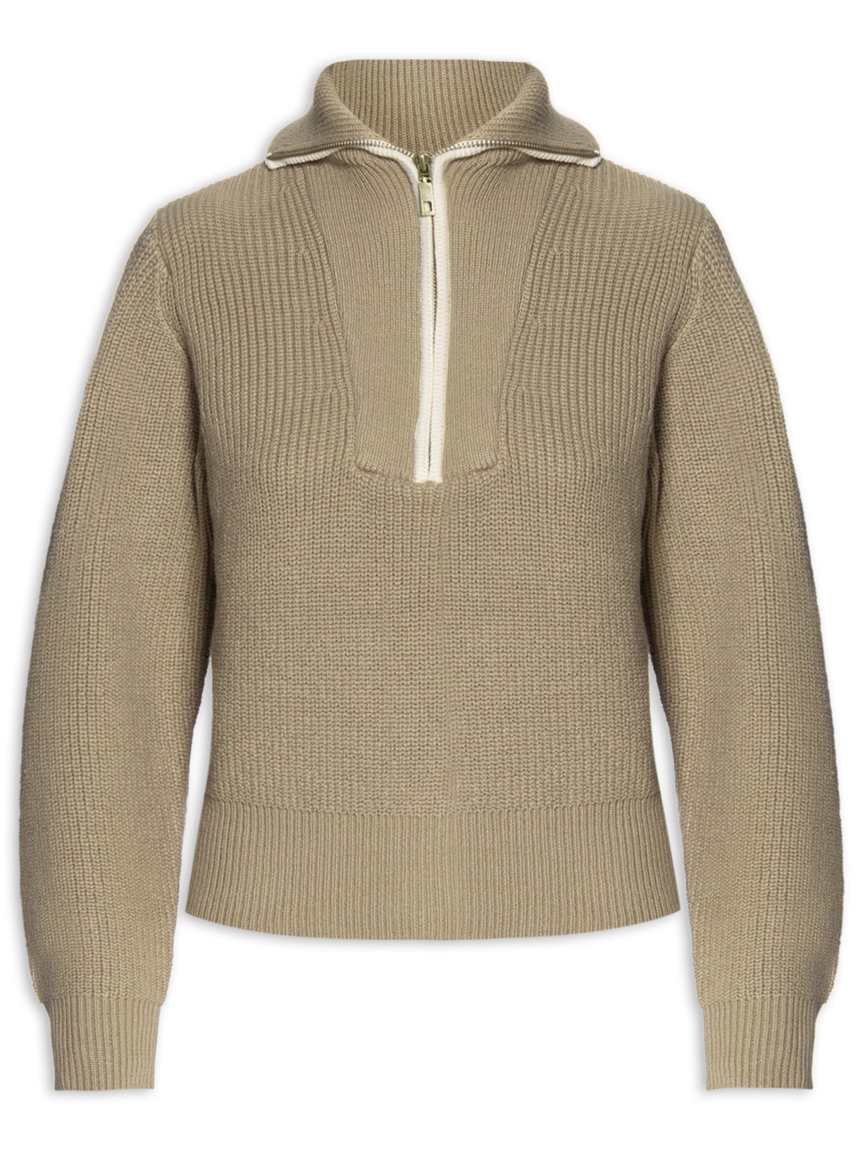 Blusa Feminina Tricot Bicolor - Bege