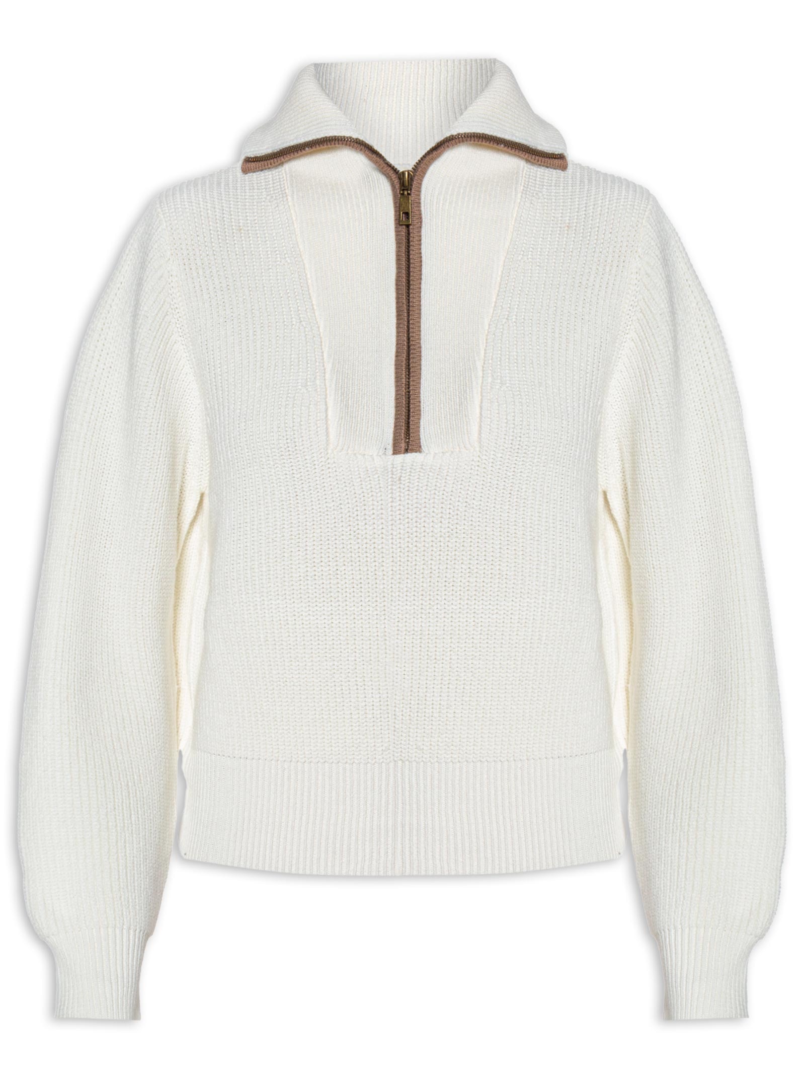 Shoulder - Blusa Feminina Tricot Bicolor - Branco