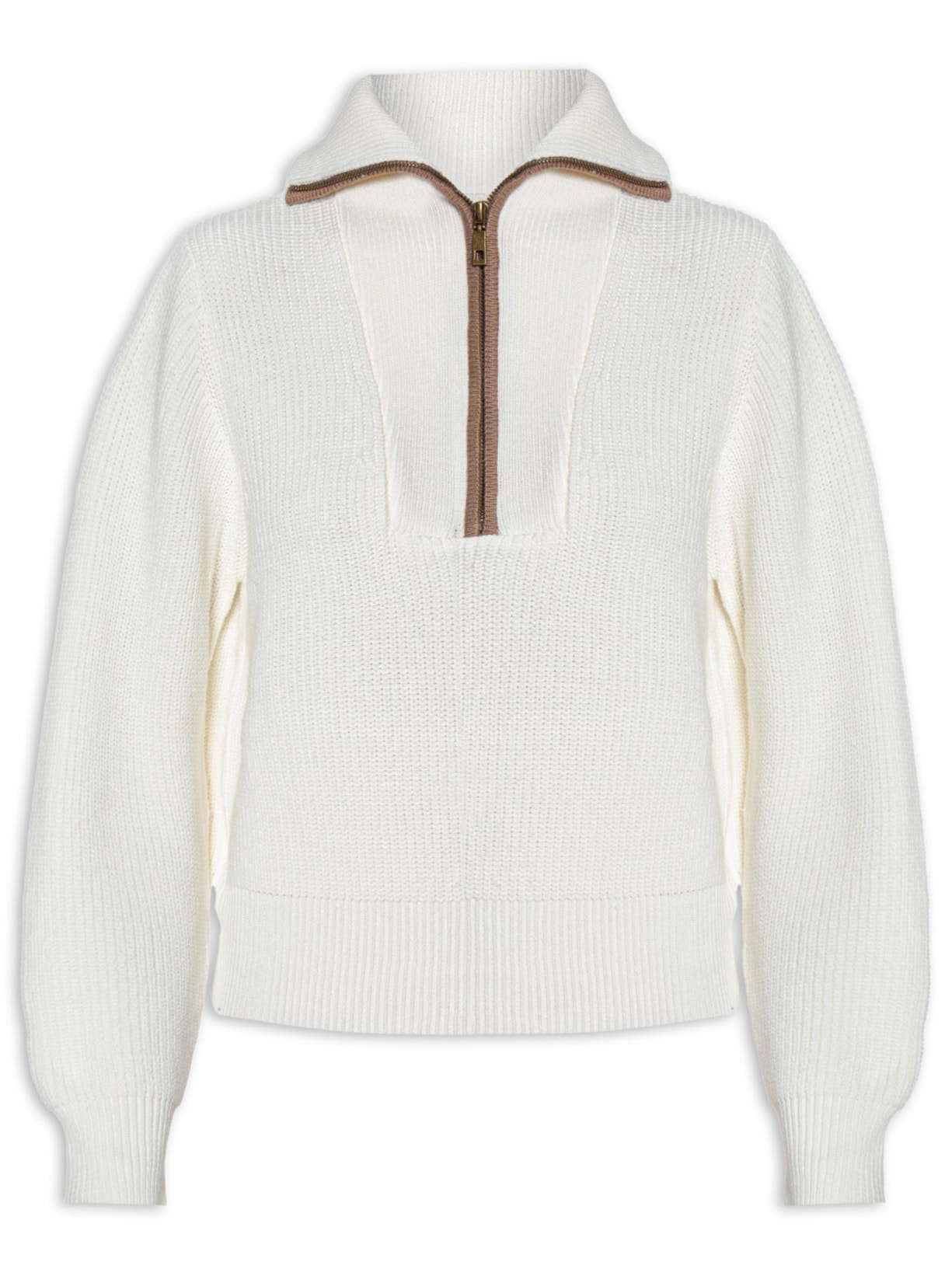 Blusa Feminina Tricot Bicolor - Branco