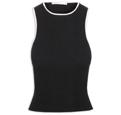 Blusa Feminina Tricot Bicolor - Preto 