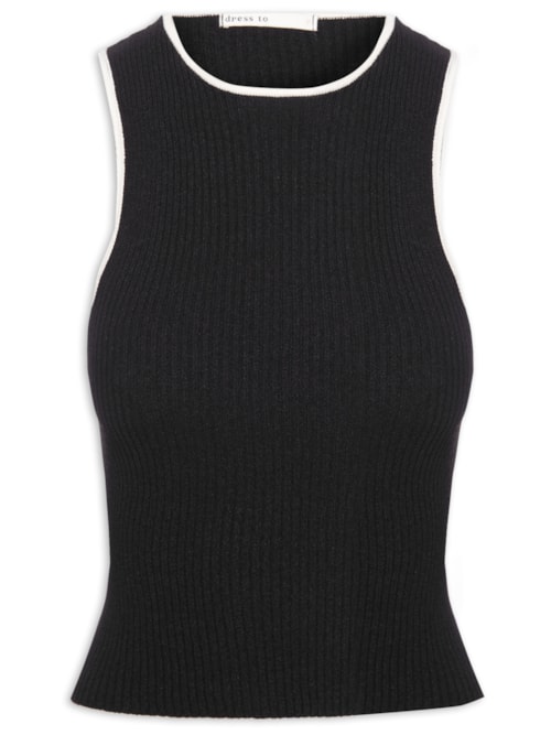 Blusa Feminina Tricot Bicolor - Preto