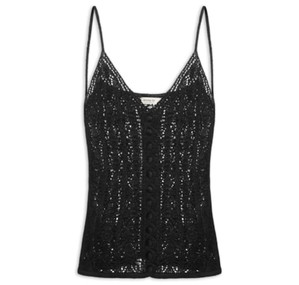 Blusa Feminina Tricot Botões - Preto