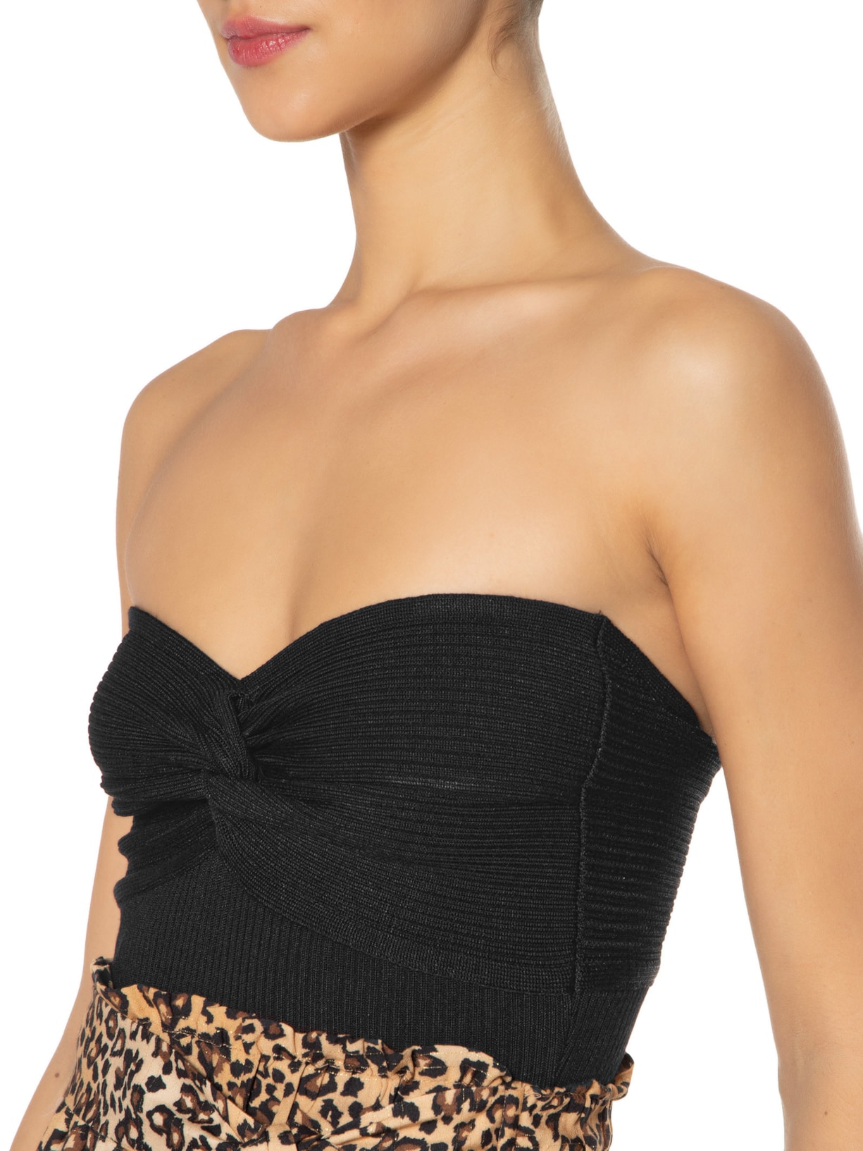 Blusa Feminina Tricot Busto Torcido Preto Maria Filó