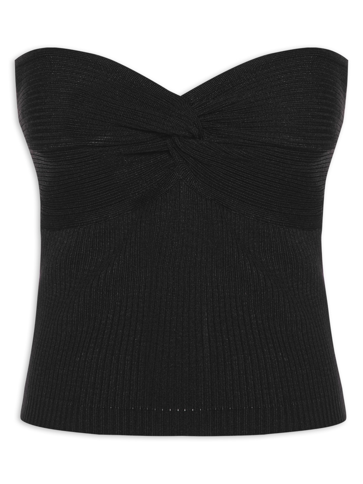 Blusa Feminina Tricot Busto Torcido - Preto