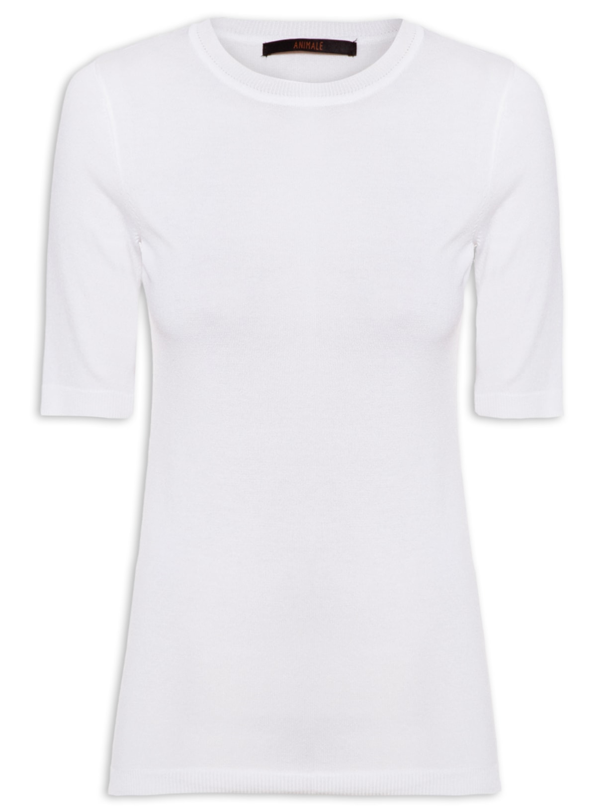 Blusa Feminina Tricot Camiseta Básica - Branco