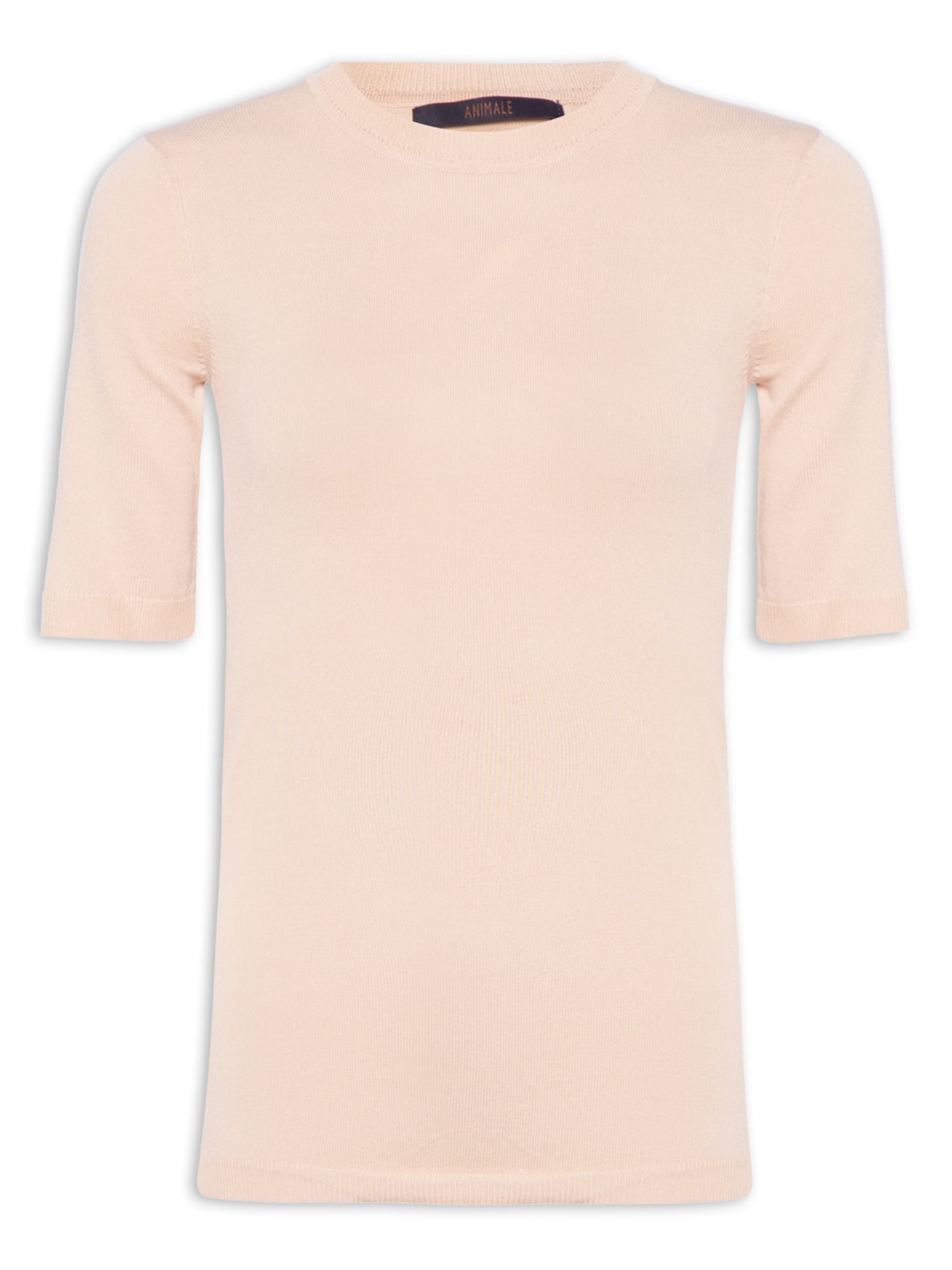 Blusa Feminina Tricot Camiseta Básica Nude - Bege