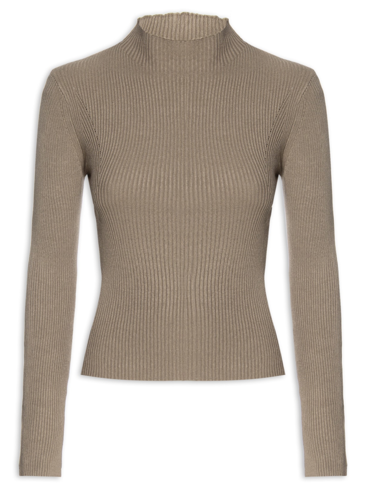 Blusa Feminina Tricot Canelada - Cinza