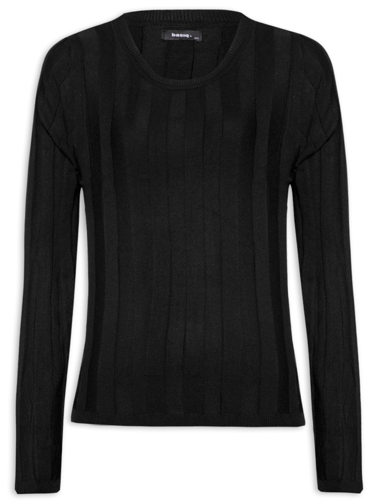 Blusa Feminina Tricot Canelada - Preto