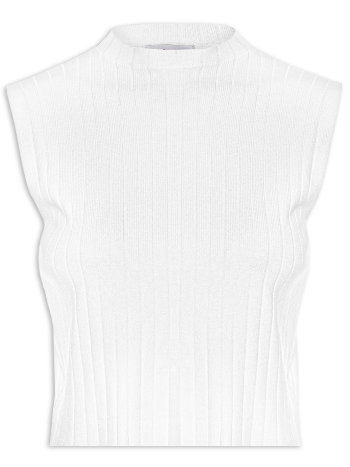 Blusa Feminina Tricot Canelada Sem Manga - Branco