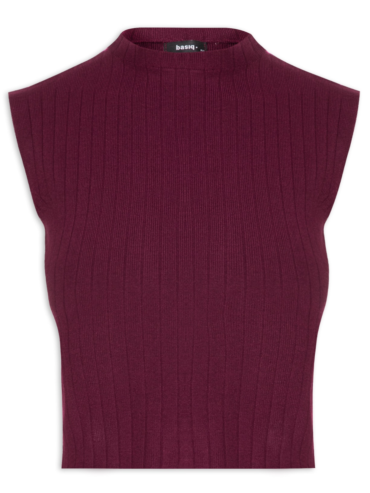 Blusa Feminina Tricot Canelada Sem Manga - Vinho