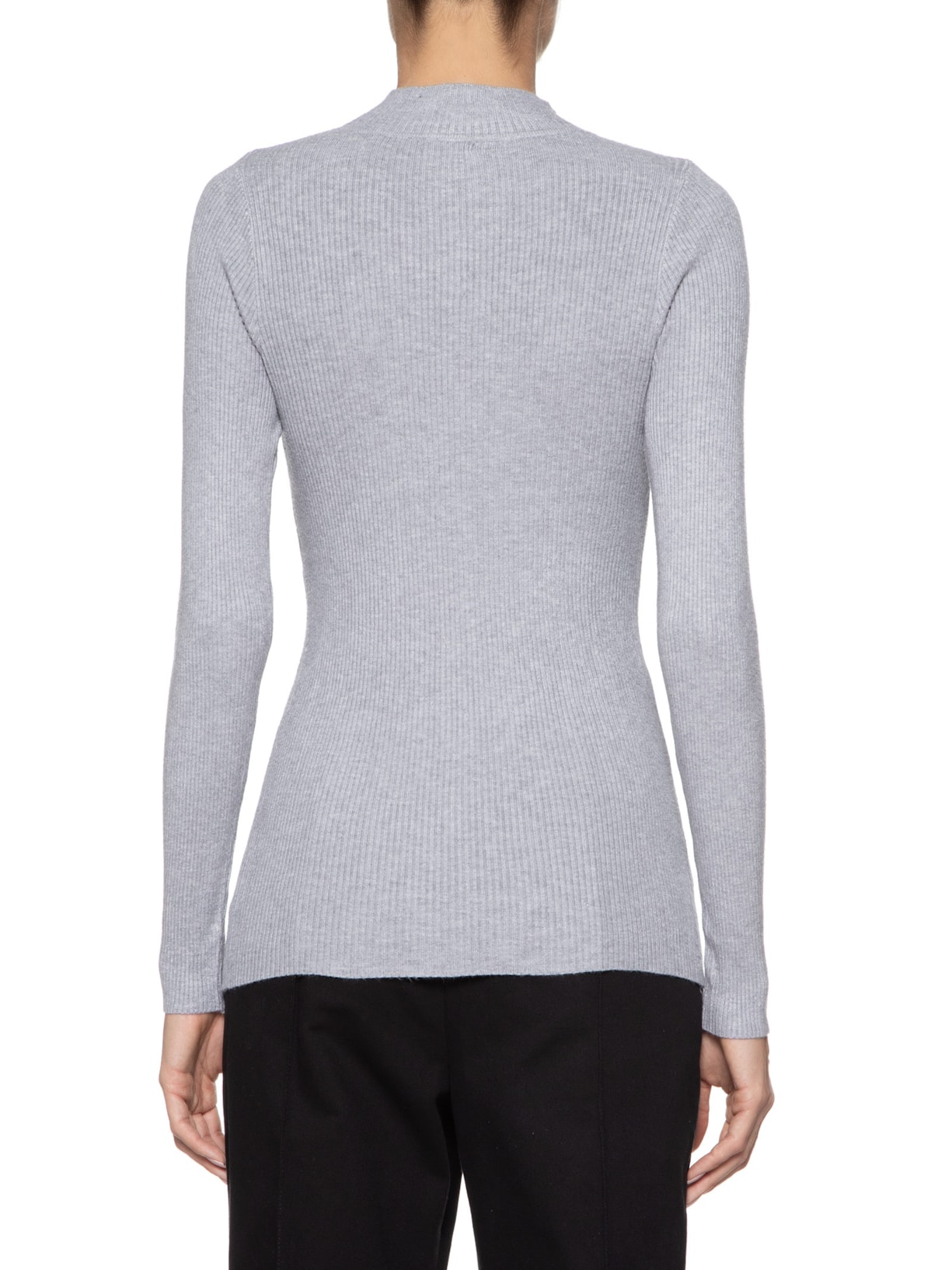 Blusa Feminina Tricot Canelado Cinza Basiq