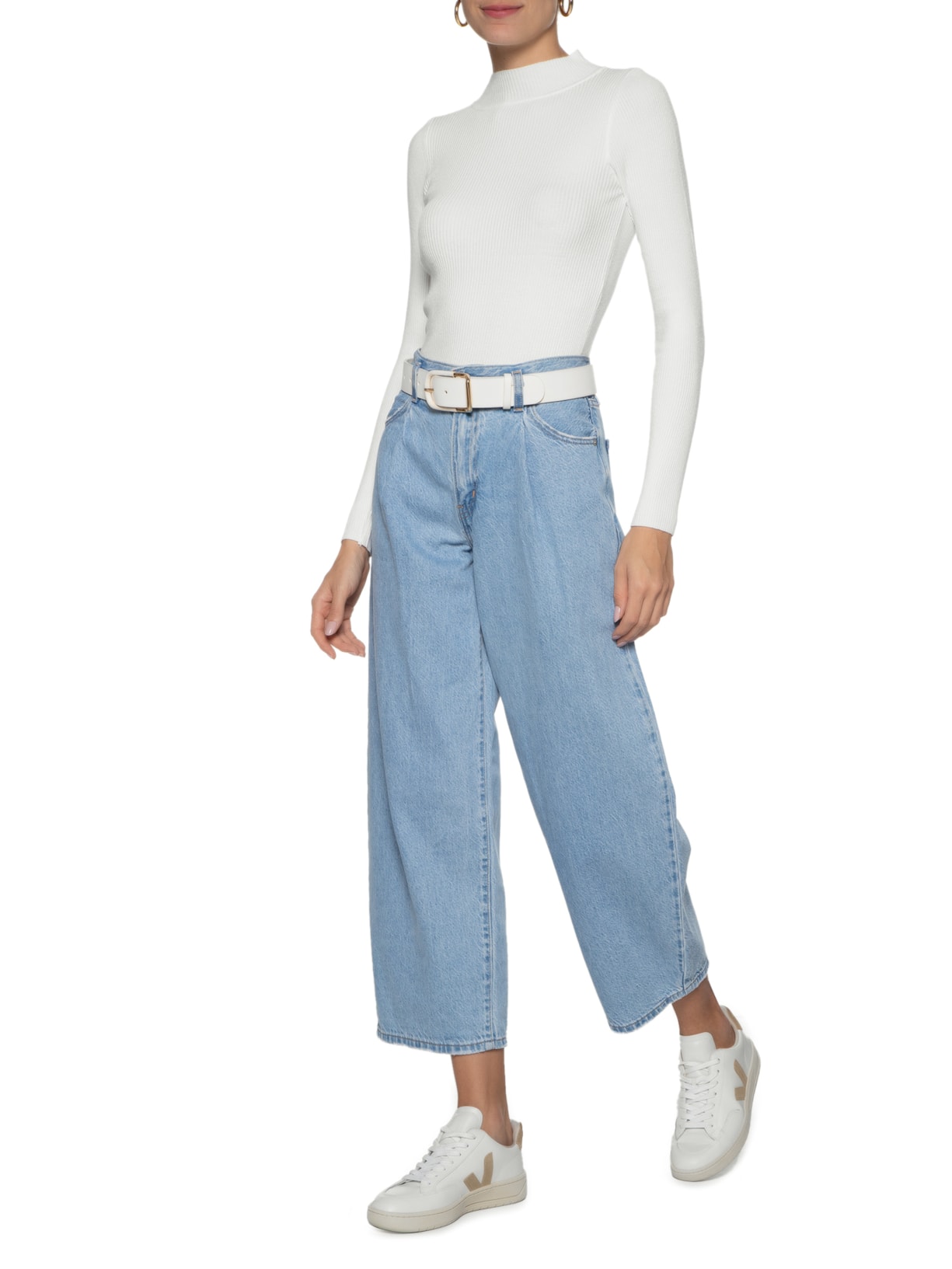 Blusa Feminina Tricot Canelado Off White Basiq