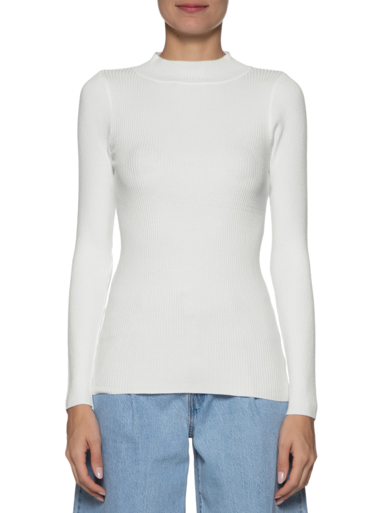 Blusa Feminina Tricot Canelado Off White Basiq