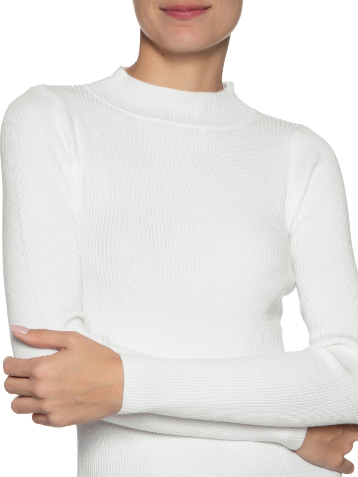Blusa Feminina Tricot Canelado Off White Basiq