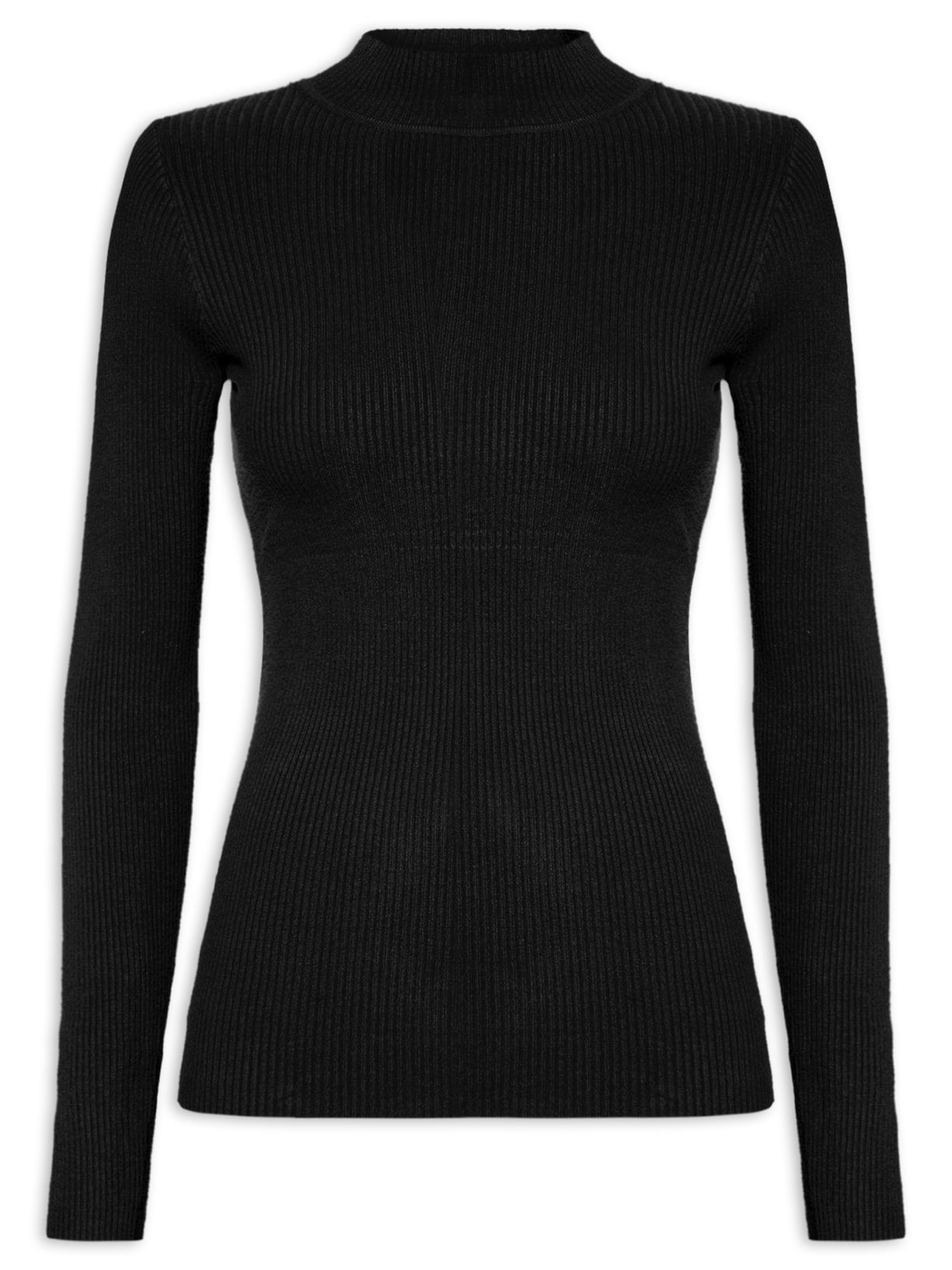 Blusa Feminina Tricot Canelado - Preto