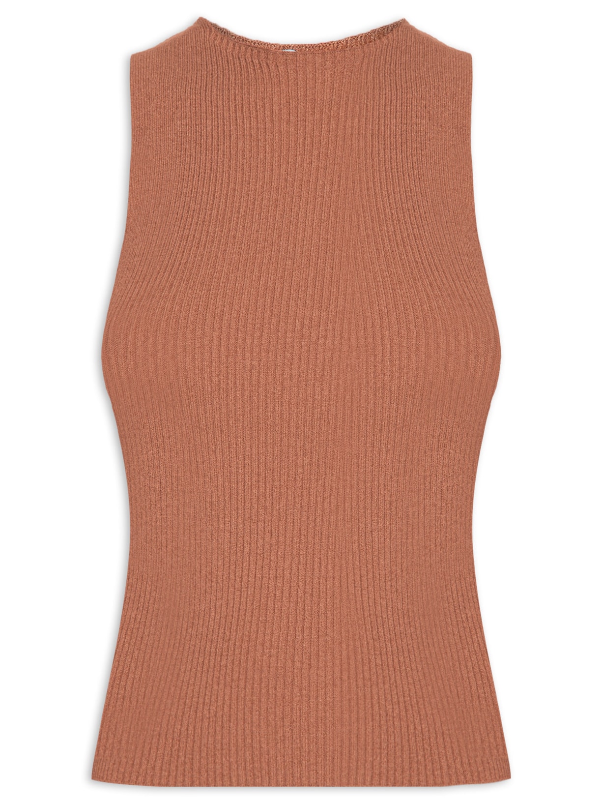 Blusa Feminina Tricot Cava Americana - Marrom