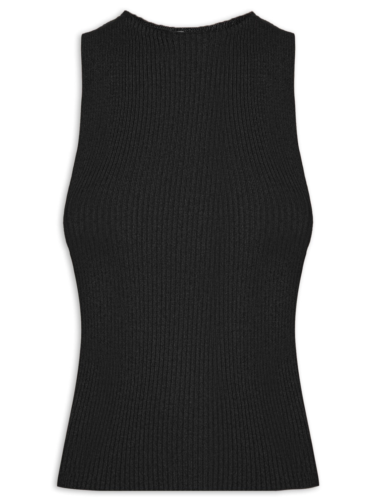 Blusa Feminina Tricot Cava Americana - Preto