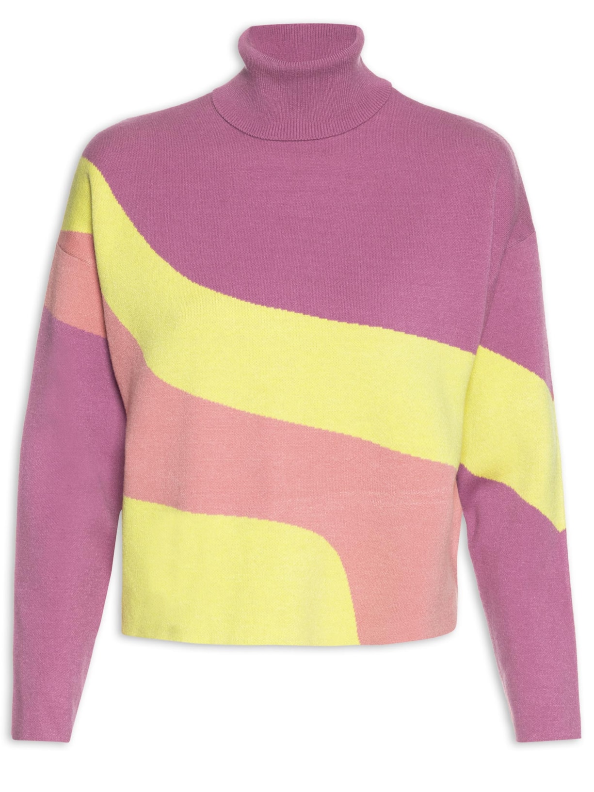 Blusa Feminina Tricot Color Block - Rosa