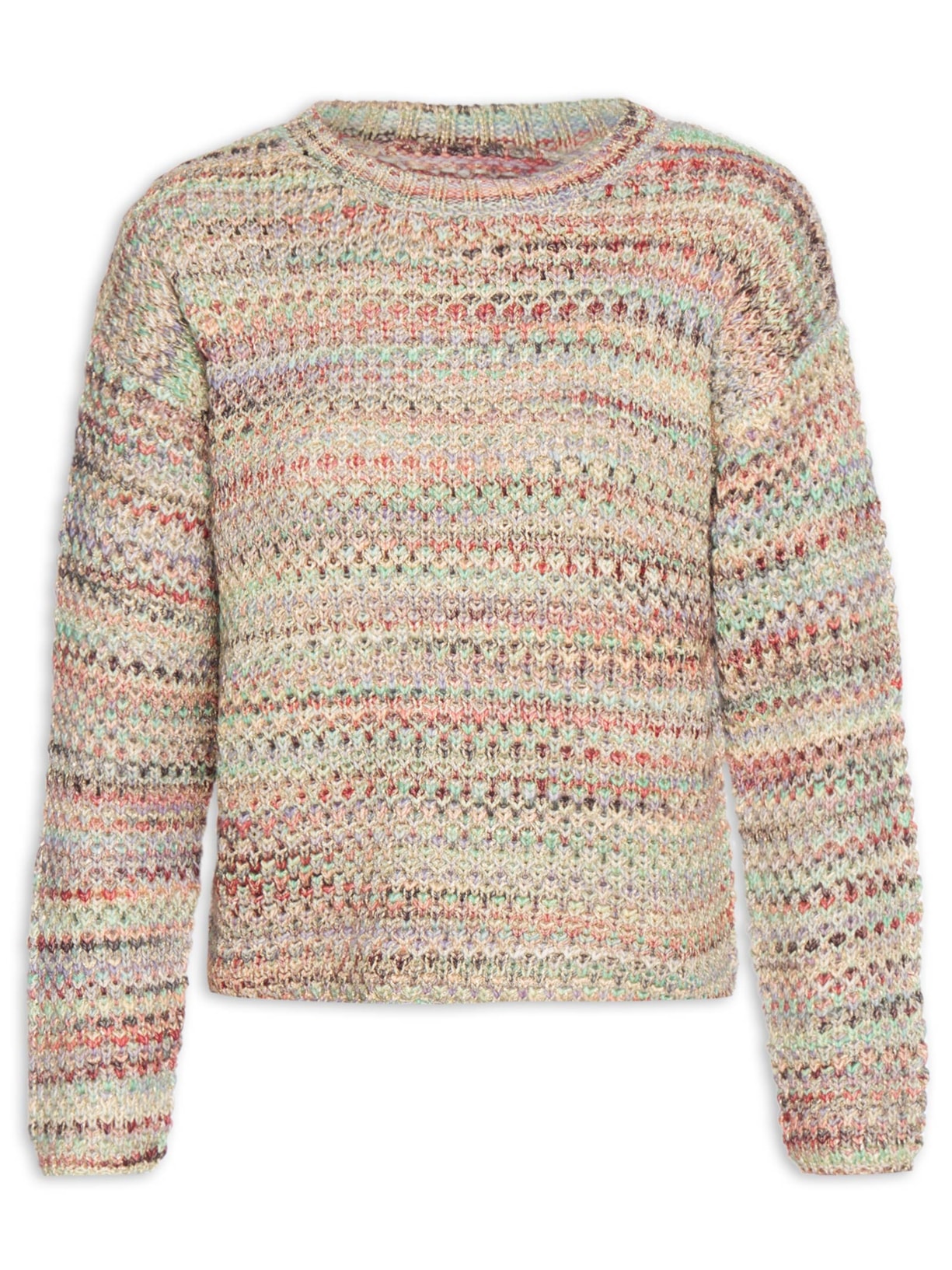 Blusa Feminina Tricot Colorida Lurex - Bege