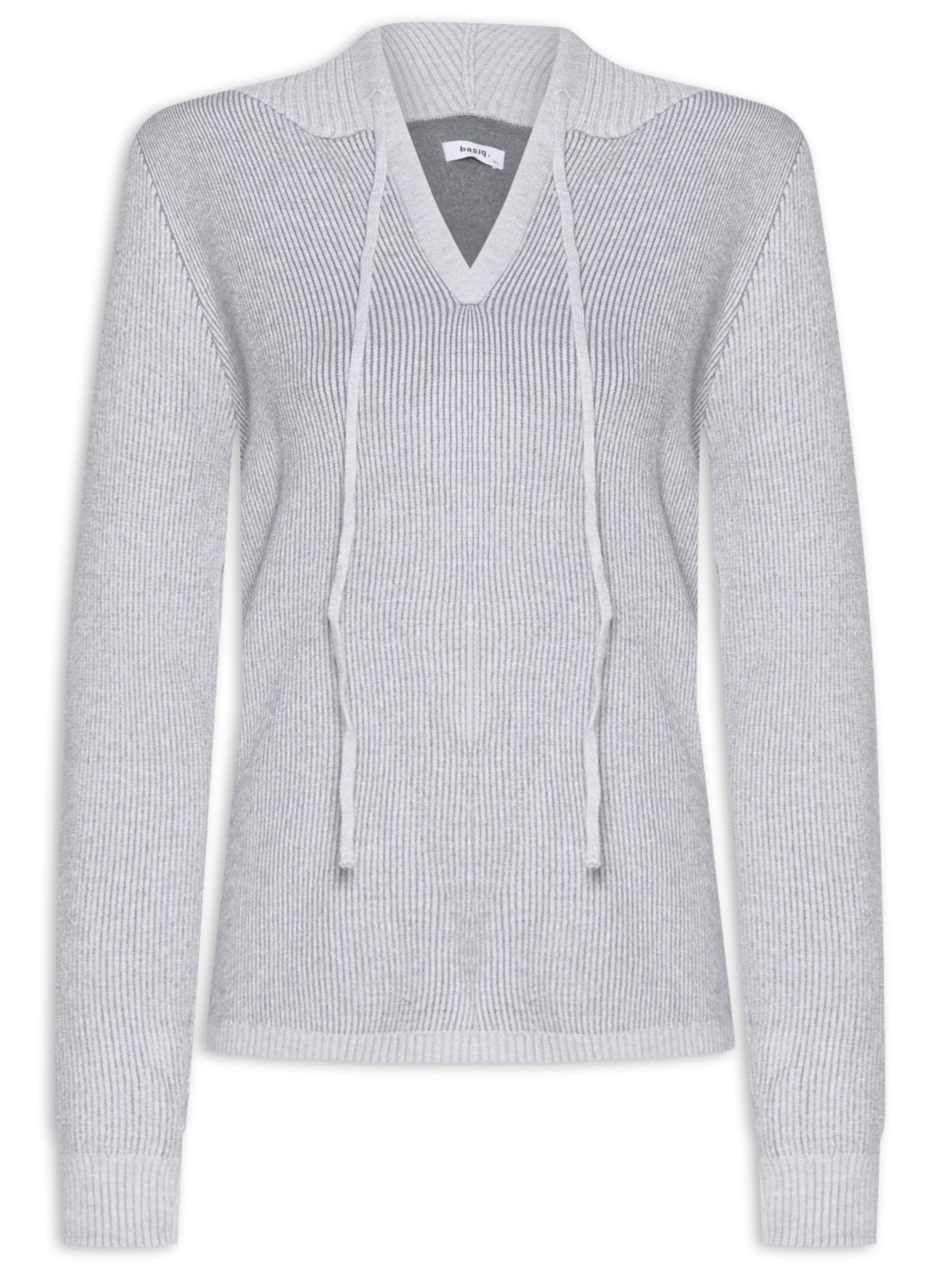 Blusa Feminina Tricot com Capuz - Cinza