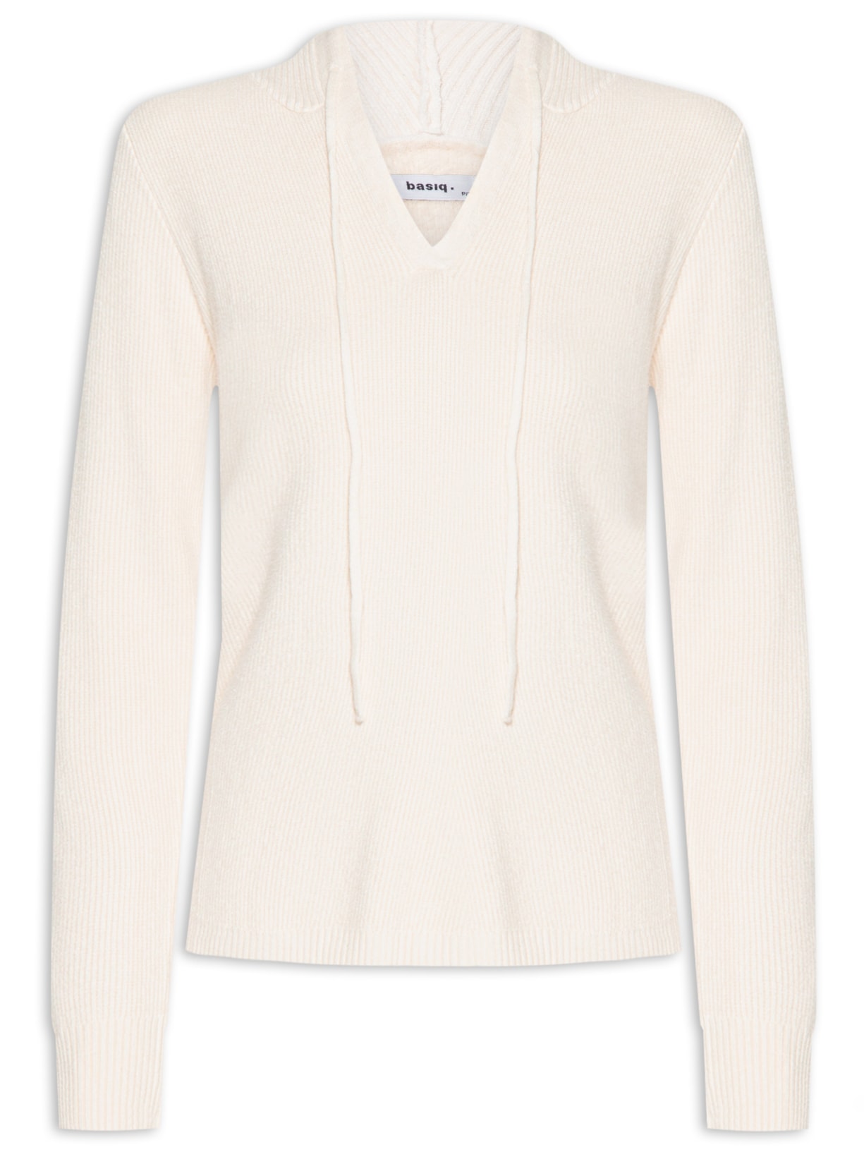 Blusa Feminina Tricot com Capuz - Off White