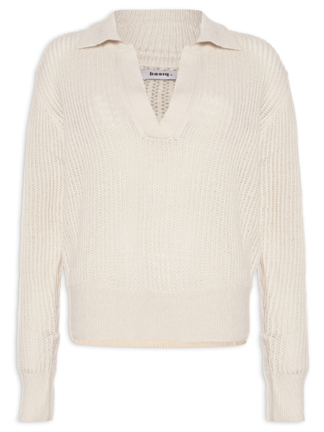 Blusa Feminina Tricot Com Decote V - Bege