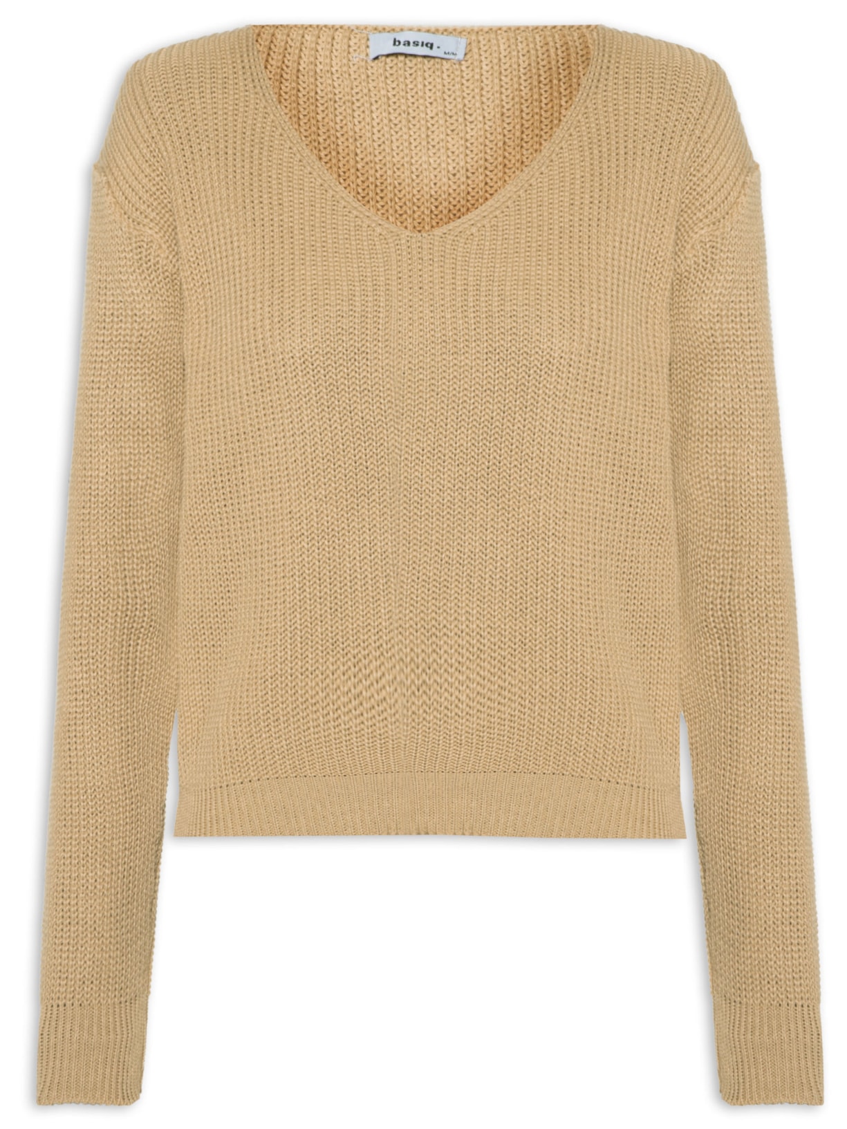 Blusa Feminina Tricot Com Decote V - Bege