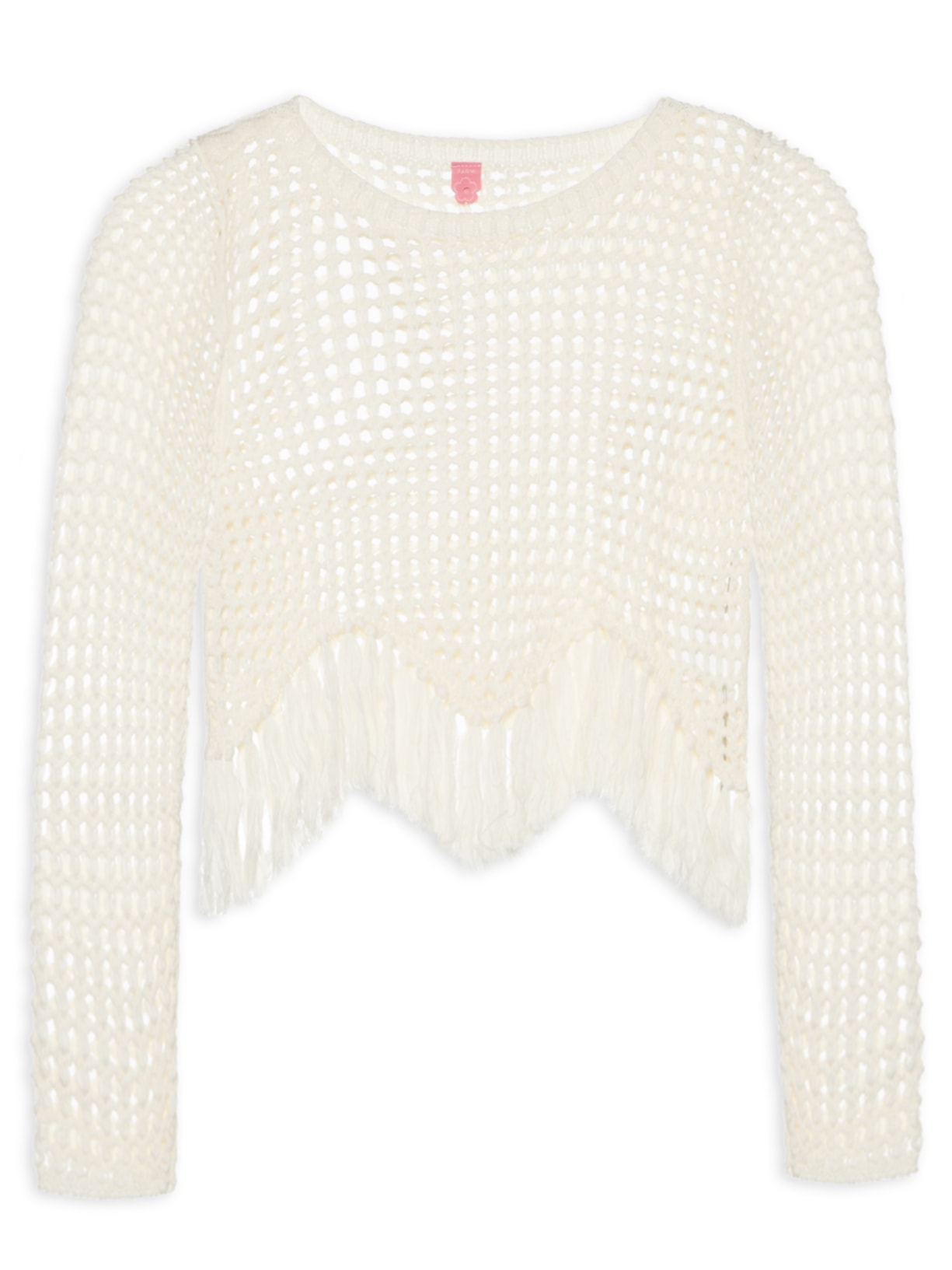 Blusa Feminina Tricot Com Franja - Branco