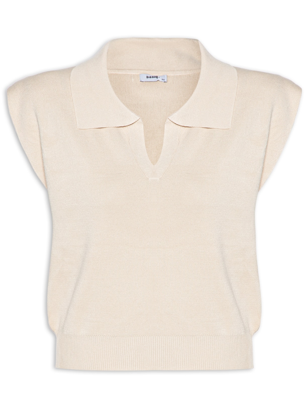 Blusa Feminina Tricot Com Gola Polo - Bege