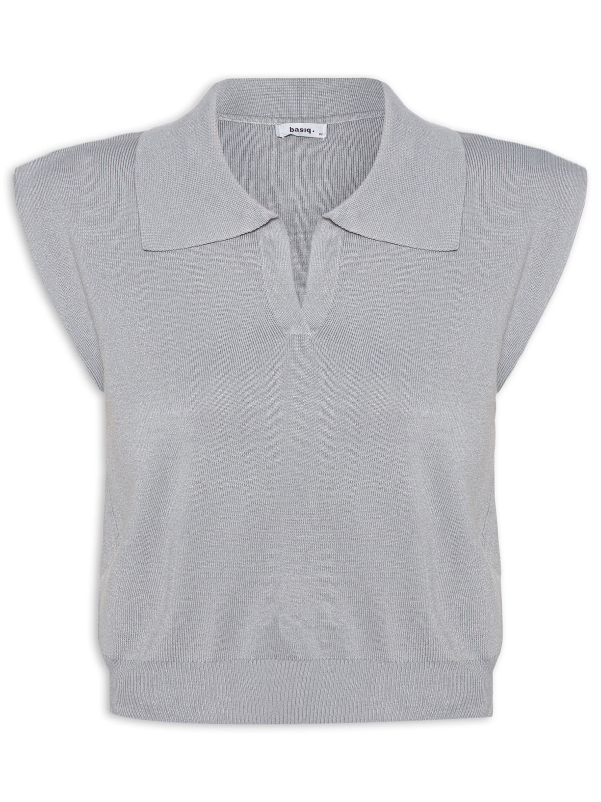 Blusa Feminina Tricot Com Gola Polo - Cinza