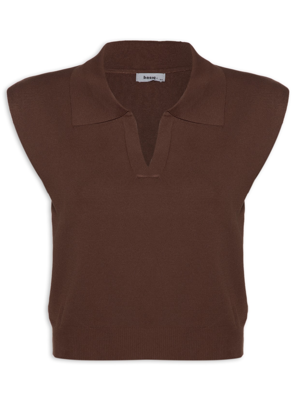 Blusa Feminina Tricot Com Gola Polo - Marrom