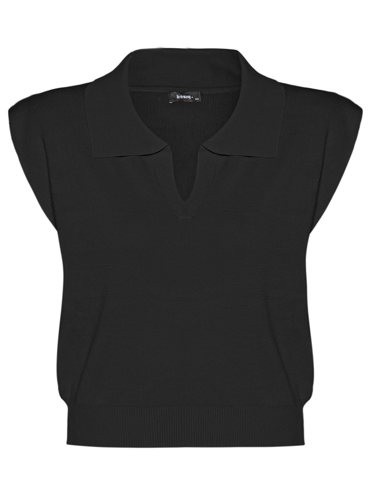 Blusa Feminina Tricot Com Gola Polo - Preto