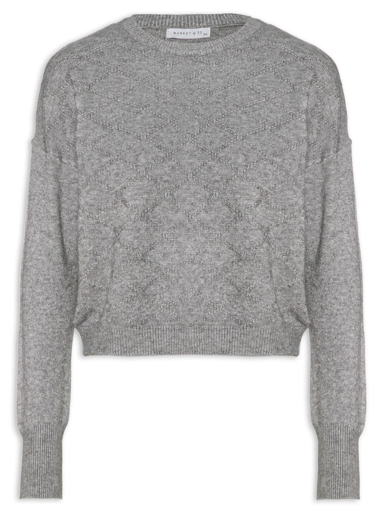 Blusa Feminina Tricot Com Manga Longa - Cinza