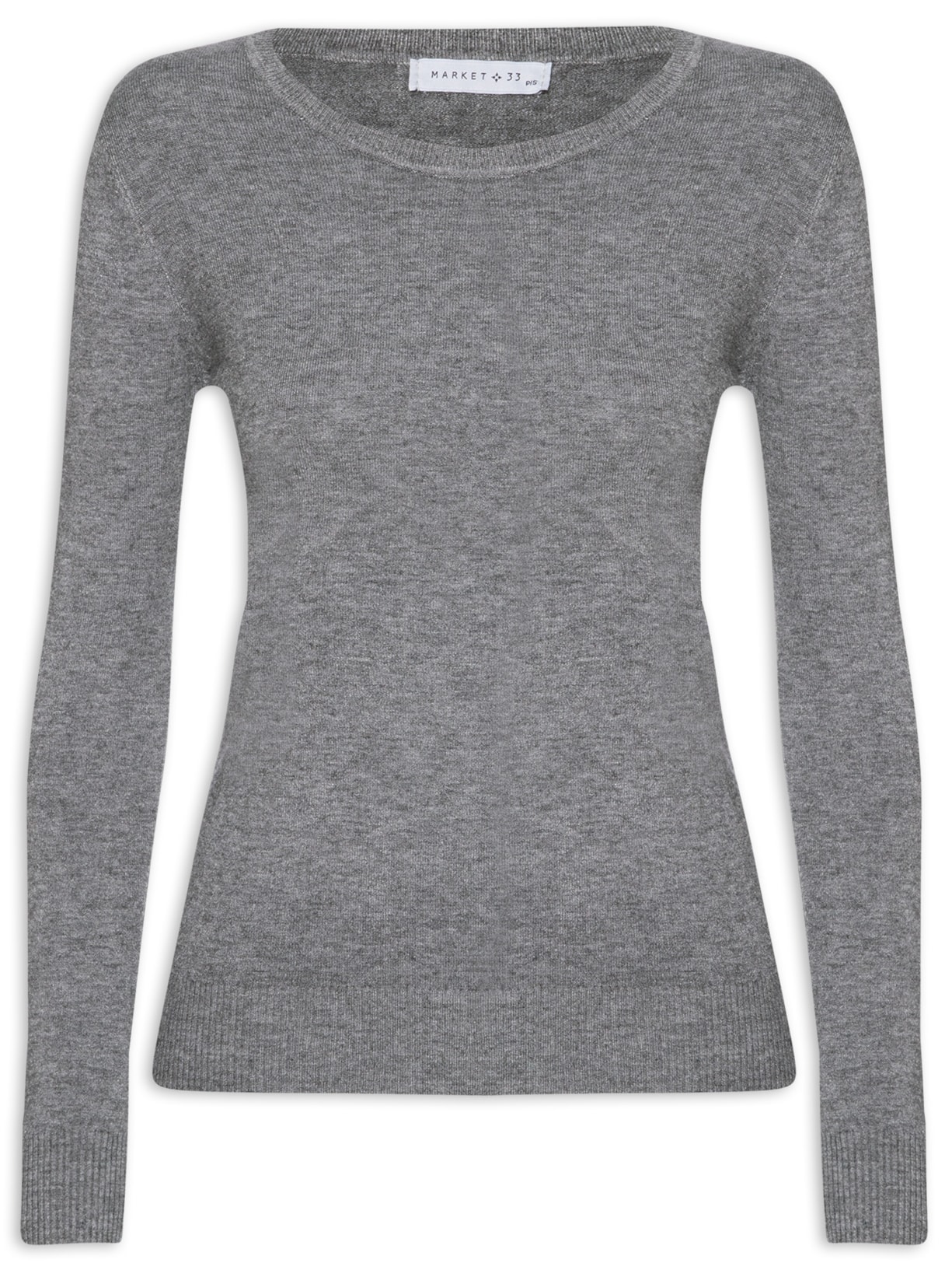 Blusa Feminina Tricot Com Manga Longa - Cinza