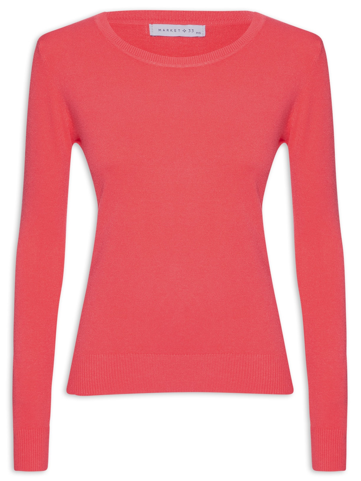 Blusa Feminina Tricot Com Manga Longa - Laranja