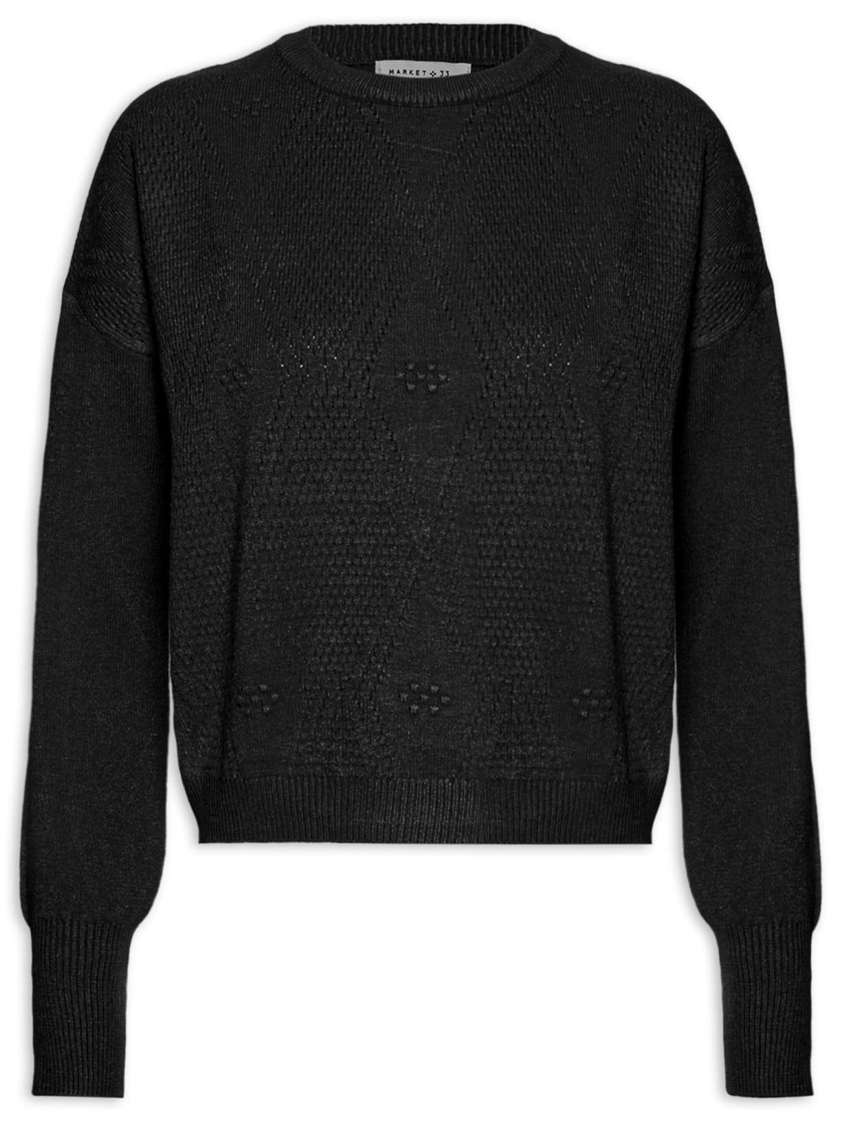 Blusa Feminina Tricot Com Manga Longa - Preto